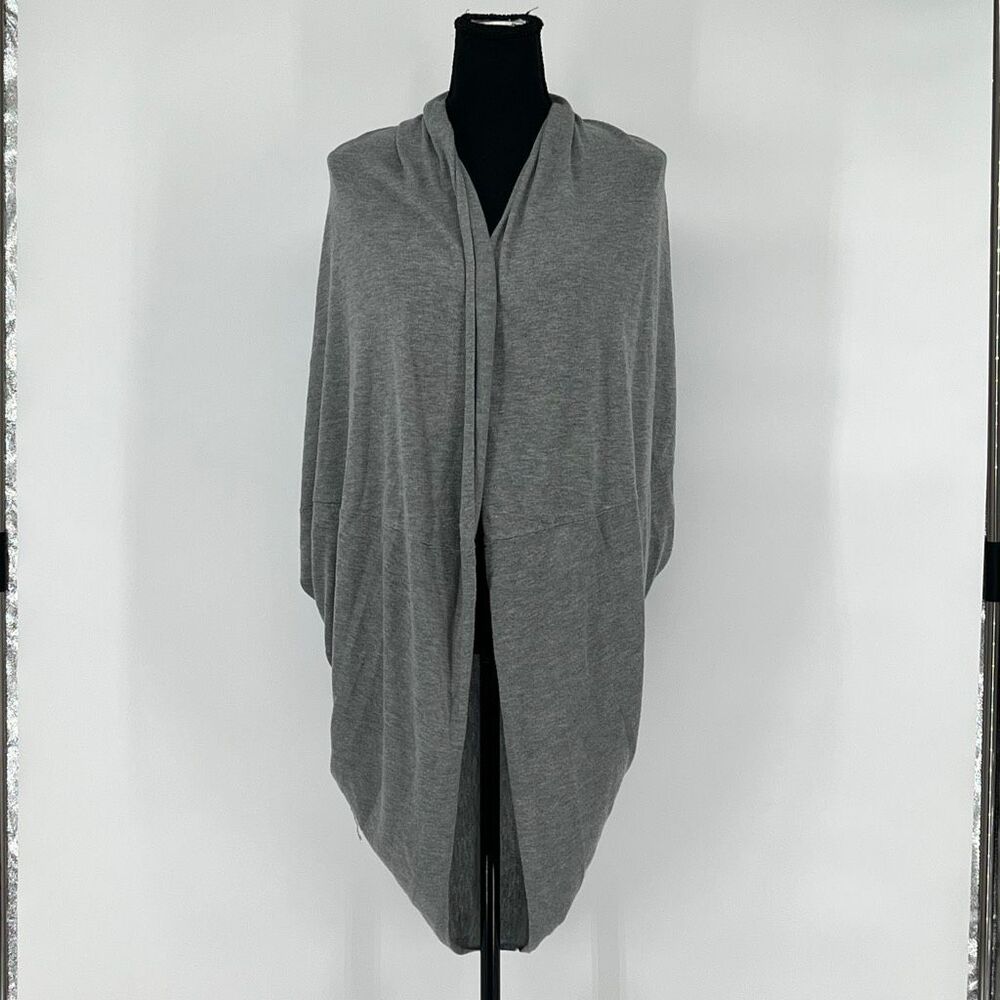 PURE ENERGY‎ Sweater Size 1X Gray Long Cardigan Open Front Heather Dolman Sleeve
